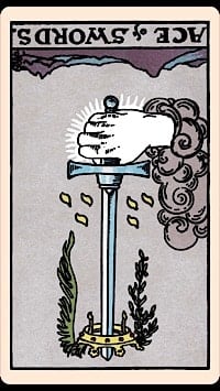 Ace of swords (reversed) | tarot card