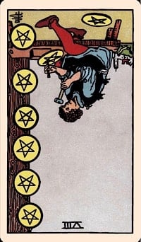 Eight of pentacles (reversed) | tarot card