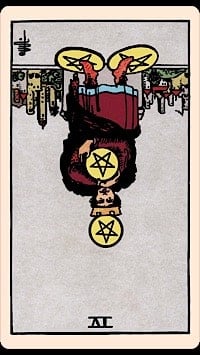 Four of pentacles (reversed) | tarot card