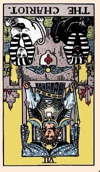 The chariot (reversed) | tarot card