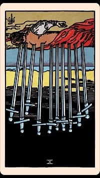Ten of swords (reversed) | tarot card