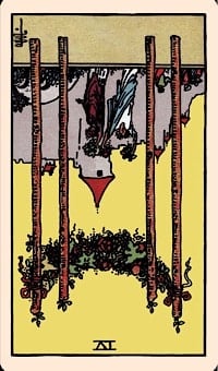 Four of wands (reversed) | tarot card
