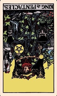 King of pentacles (reversed) | tarot card