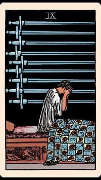 Nine of swords (upright) | tarot card