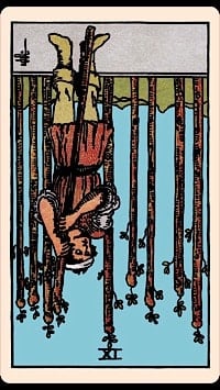 Nine of wands (reversed) | tarot card