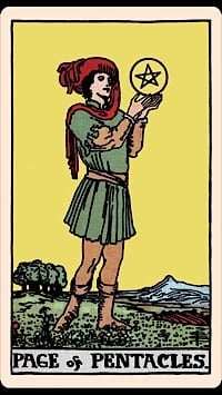 Page of pentacles (upright) | tarot card
