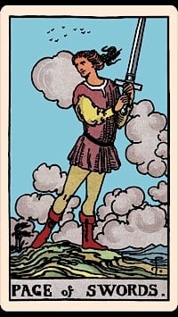 Page of swords (upright) | tarot card