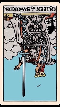 Queen of swords (reversed) | tarot card