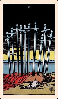 Ten of swords (upright) | tarot card