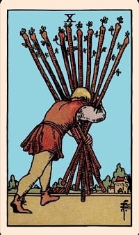 Ten of wands (upright) | tarot card