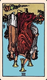 Three of cups (reversed) | tarot card