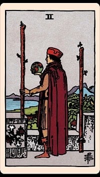 Two of wands (upright) | tarot card